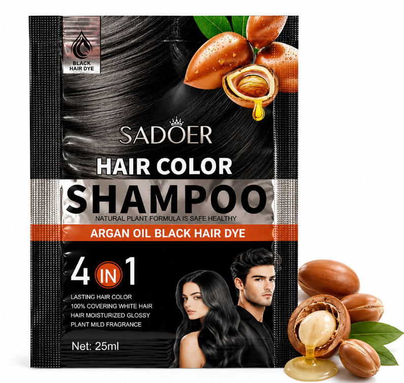 Шампунь-краска Sadoer Hair Color Shampoo Argan oil Black 4в1