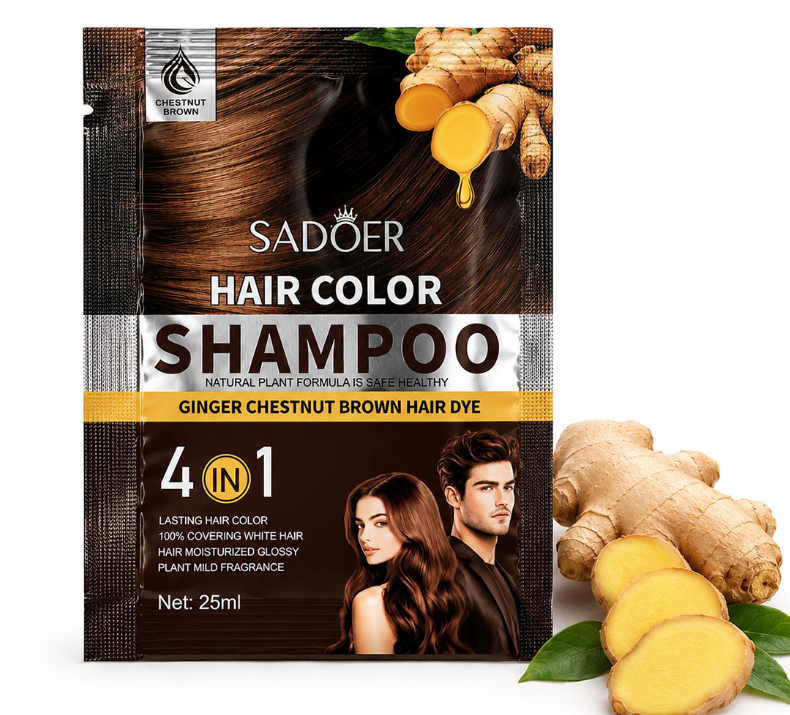 Шампунь-краска Sadoer Hair Color Shampoo Ginger Brown 4в1 Имбирный каштан 25мл