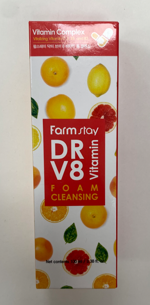Витаминная очищающая пенка для лица 100мл FarmStay Dr.V8 Vitamin Foam Cleansing