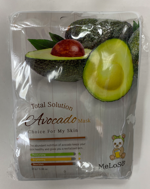 Тканевые маски для лица интенсивное питания и увлажнения Meloso Total Solution Avocado Mask