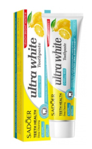 Отбеливающая зубная паста с экстрактом лимона и ментолом 100гр Sadoer Lemon Bright White