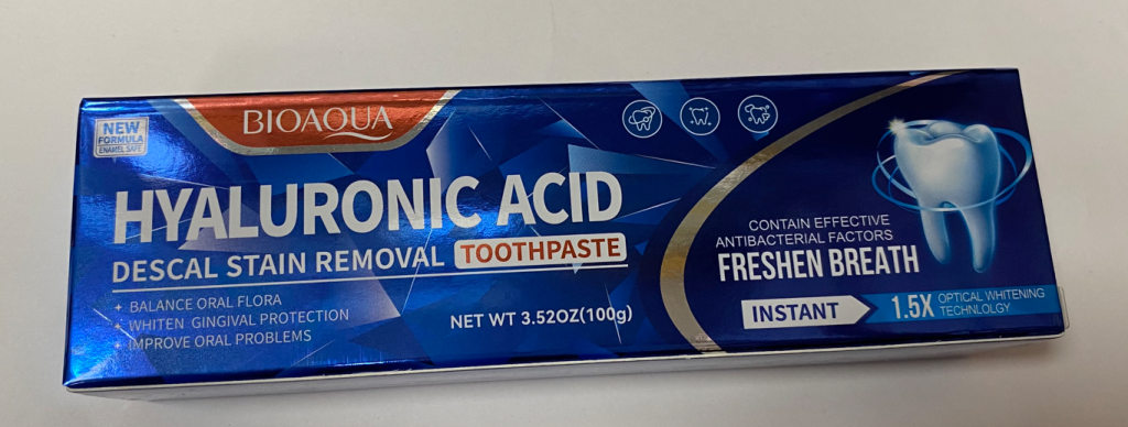Зубная паста 100гр для удаления налета и пятен Bioaqua Hyaluronic Acid