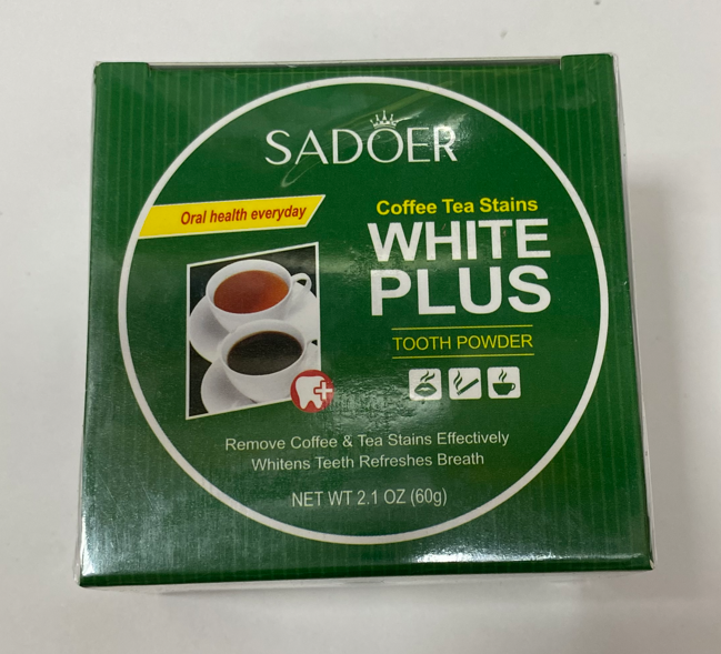Отбеливающий зубной порошок 60гр Sadoer «Coffee Tea Stains White Plus»