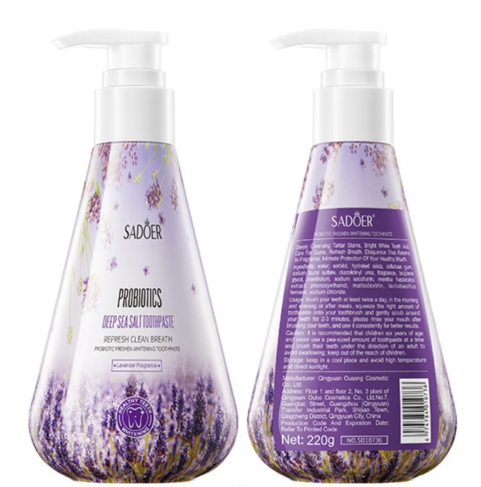Зубная паста 220гр SADOER Probiotics Deep Sea Salt пробиотики и экстракт лаванды