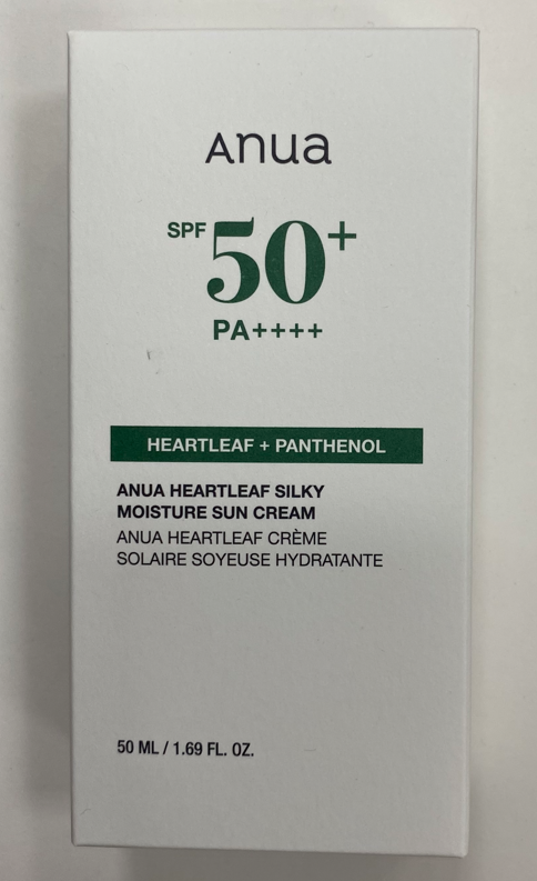 Солнцезащитный крем 50мл Anua Heartleaf Silky Moisture Sun Cream SPF50+ PA++++