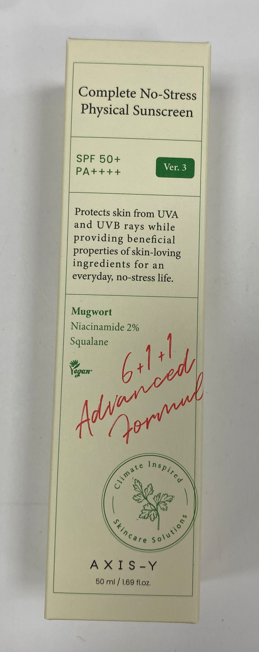 AXIS-Y крем солнцезащитный 50мл Complete No Stress Physical Sunscreen V.3 SPF50