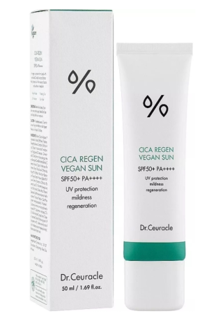 Солнцезащитный веганский крем 50мл Dr.Ceuracle Cica Regen Vegan Sun SPF50+ PA++++