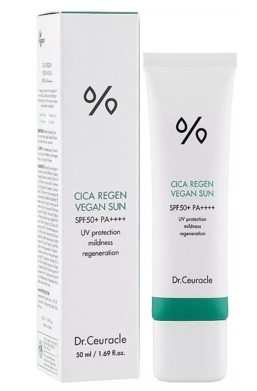 Солнцезащитный веганский крем 50мл Dr.Ceuracle Cica Regen Vegan Sun SPF50+ PA++++